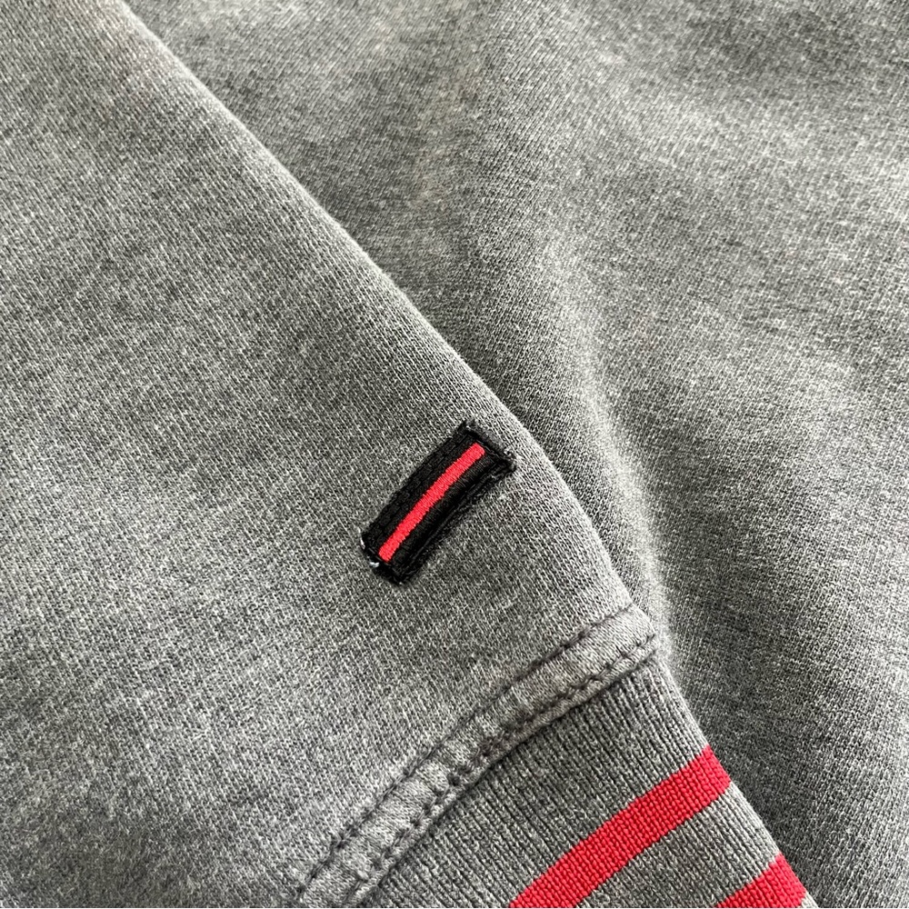 Vintage FUBU red gray rugby pullover crewneck Spellout sweatshirt 2XL hip hop - Picture 6 of 12